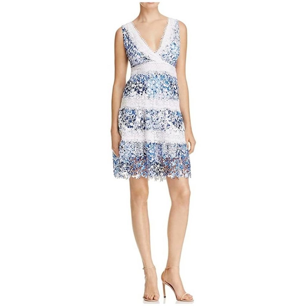 T. Tahari Raya Lace Dress Blue Medium $178